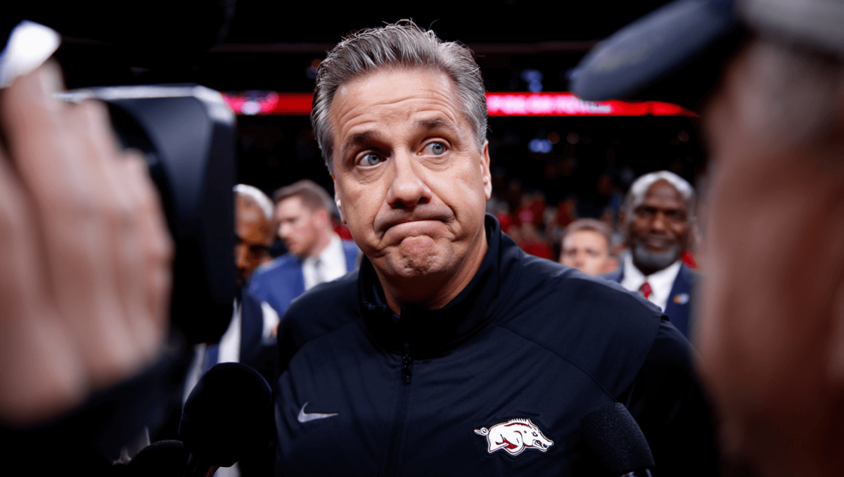 Arkansas Razorbacks forward Zvonimir Ivisic (44) comes down with a rebound during their second round game of the SEC Men's Basketball Tournament at Bridgestone Arena in Nashville, Tenn., Thursday, March 13, 2025.