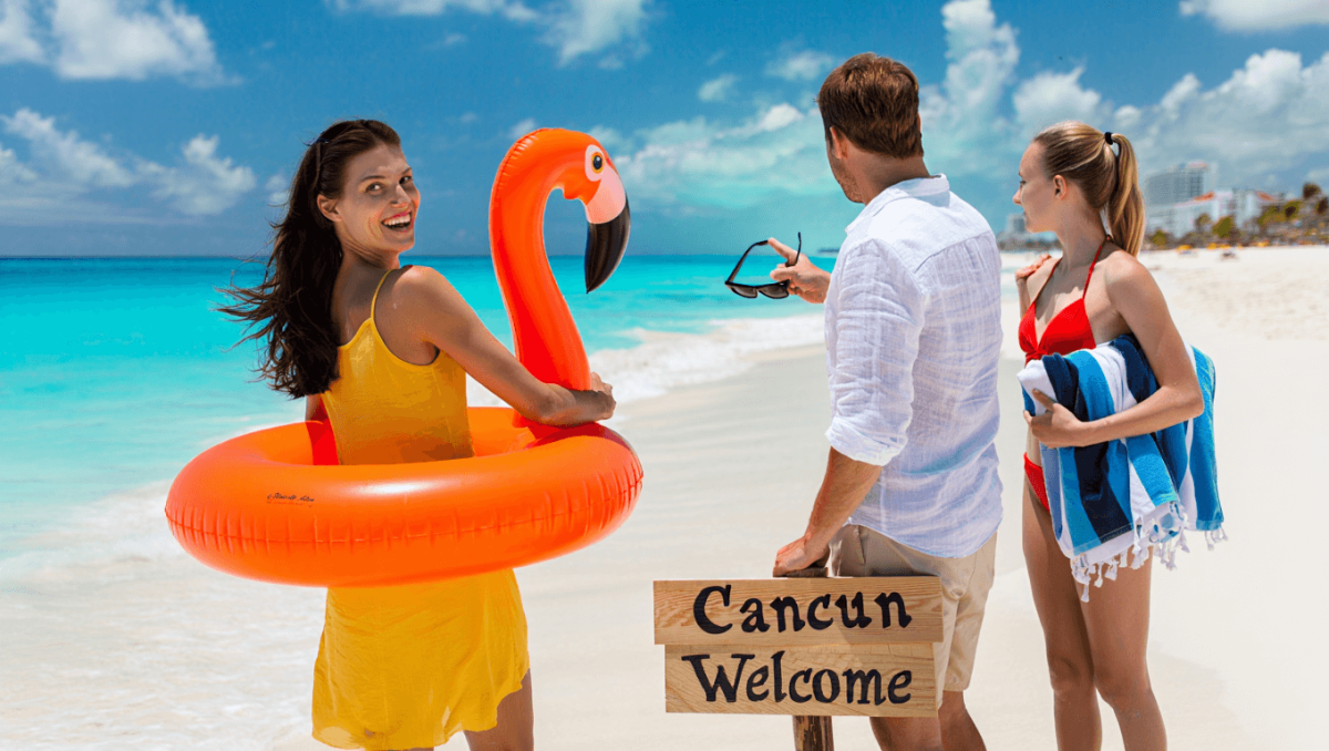 Cancun resort on perfect beach day