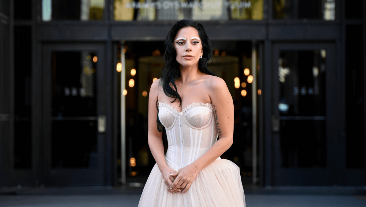 
		Lady Gaga channels disheveled Victorian ghost child with corset dress and bleached brows	