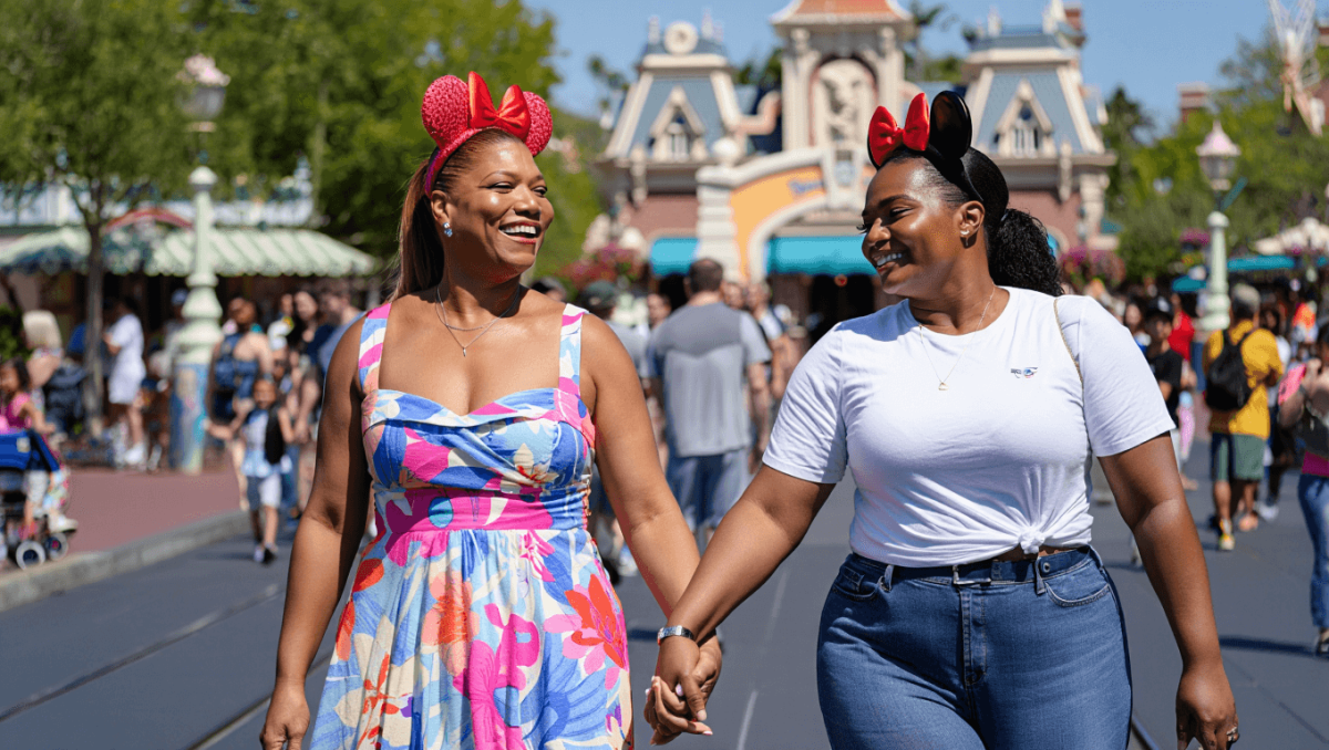 
		Queen Latifah enjoys rare family outing with longtime partner Eboni Nichols at Disneyland	