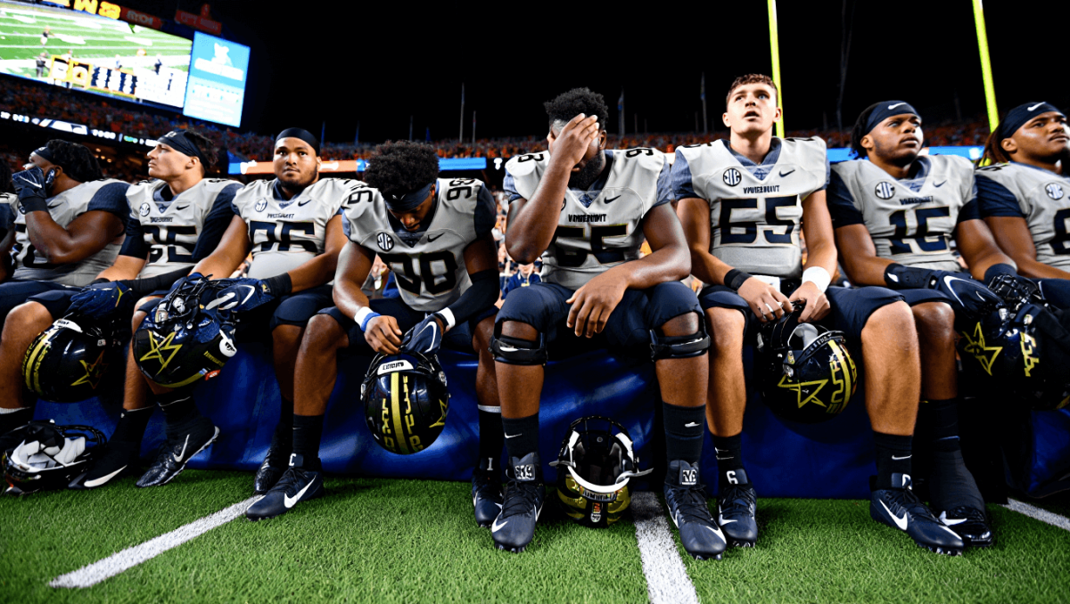 Vanderbilt Commodores quarterback Diego Pavia (2) runs against the Tennessee Volunteers during the second half at Neyland Stadium.