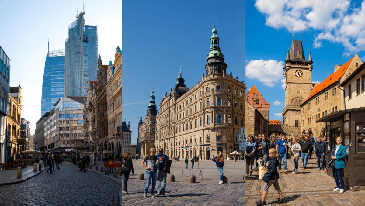 Vibrant stone street in Old Town Nuremberg, Germany