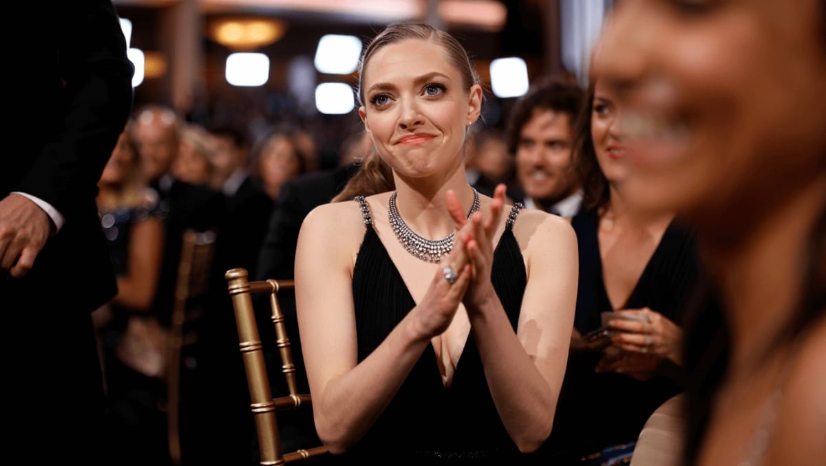 Amanda Seyfried grimaces as she loses Golden Globe to Rose Byrne