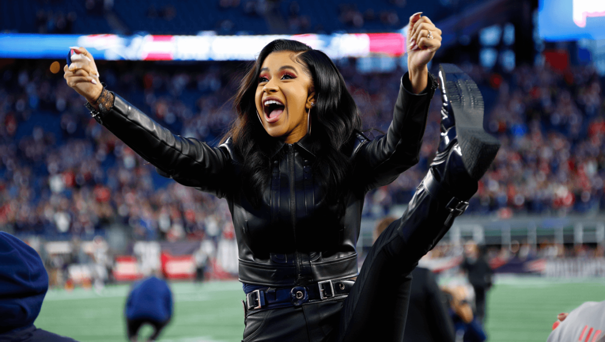 Cardi B laces up in head-to-toe leather to support boyfriend Stefon Diggs at Patriots playoff game