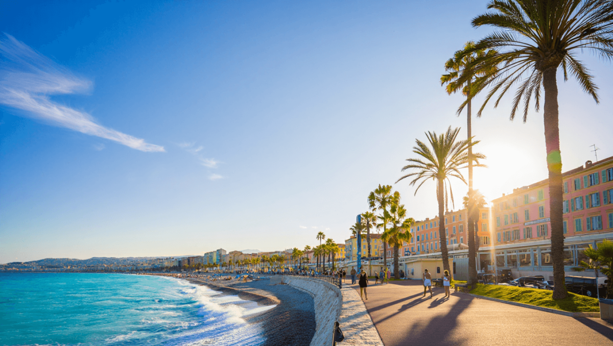 Female tourist enjoying views of Nice, France