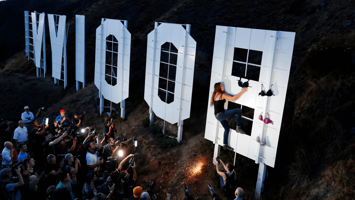 Sydney Sweeney climbs Hollywood sign to hang up bras — and falls foul of angry locals