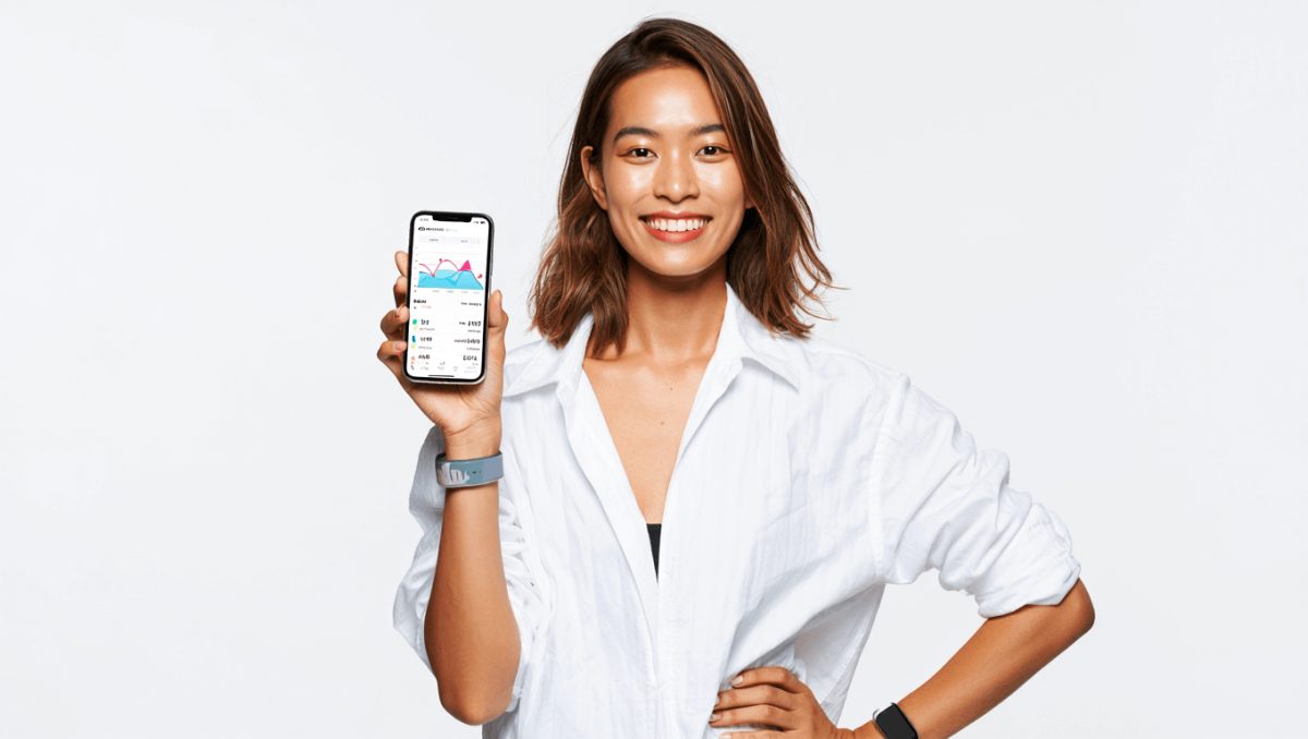 Four different colored beverage cans with different labels (prebiotics, probiotics, low sugar, adaptogens) on a red background