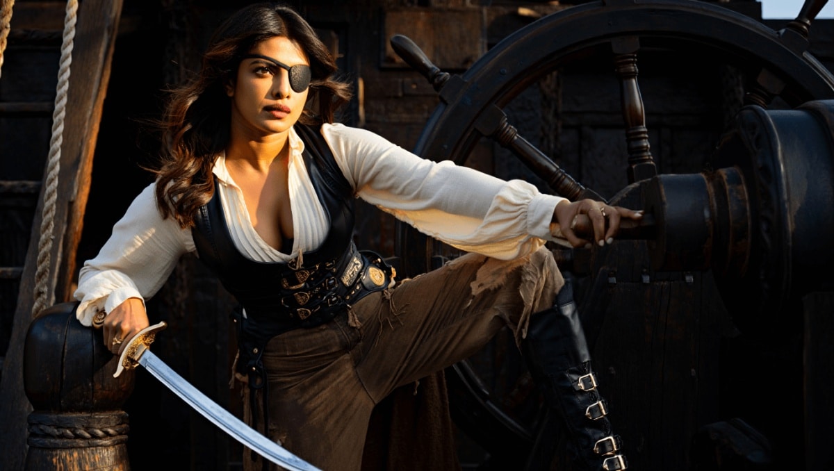 
		Priyanka Chopra goes full piratecore to promote ‘The Bluff’	