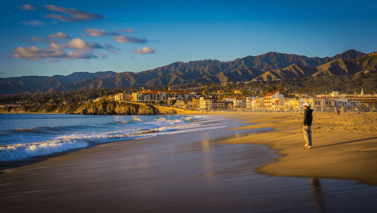 Carpinteria, CA coastline and mountains