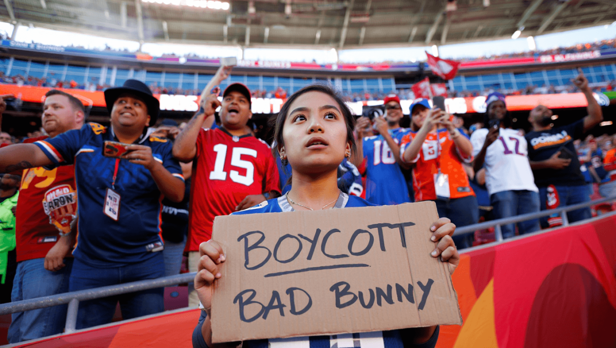This Woman Trying To Boycott Bad Bunny While Standing In The Super Bowl Crowd Is The Most Embarrassing Thing I've Seen All Week