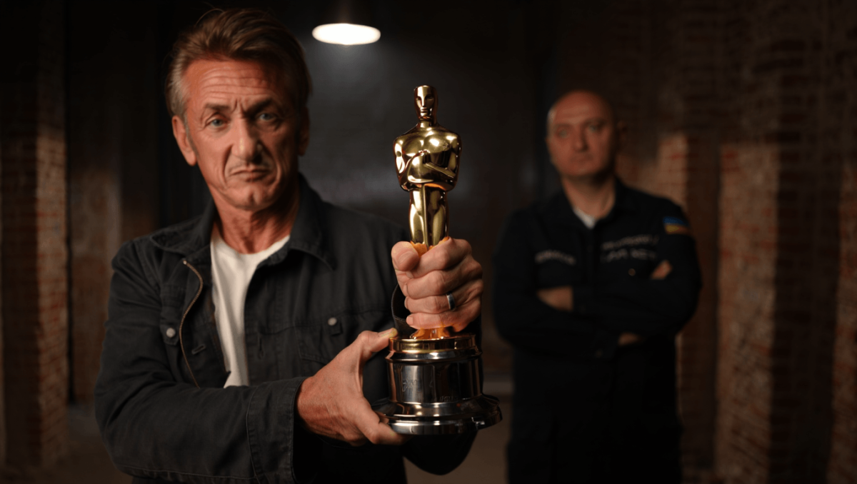 Sean Penn awarded ‘Oscar’ forged from war-damaged train in Ukraine— after skipping ceremony
