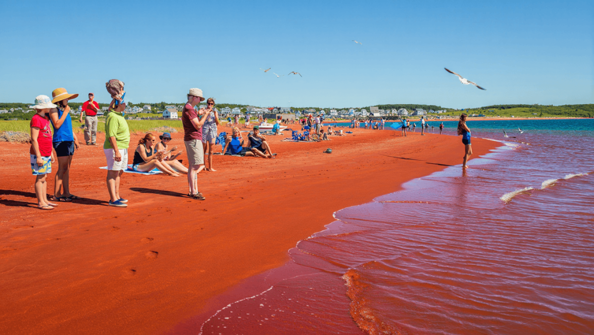 Lighthouse on beach in Prince Edward Island