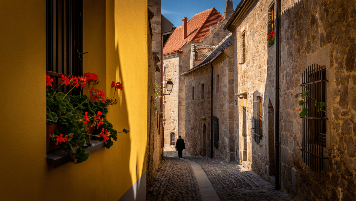 Vibrant town square in Visby, Sweden