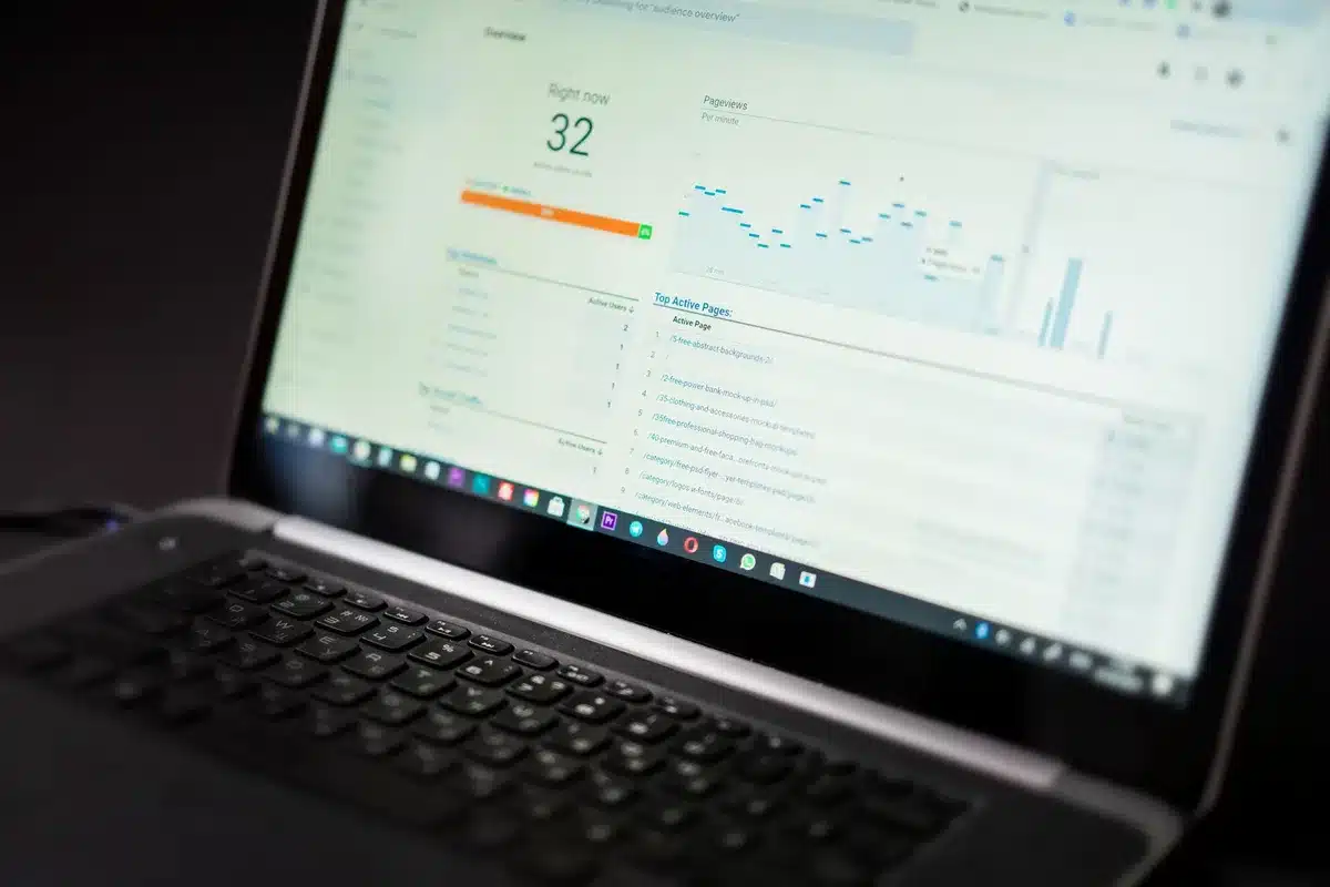 Computer screen showing error monitoring dashboard with real-time metrics, alerts and system performance data