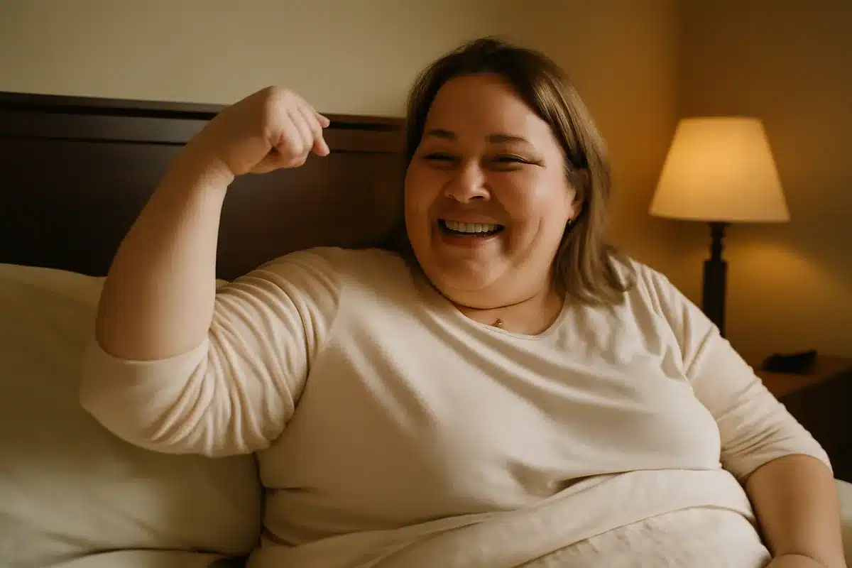 Behind the Instagram moment: a quick look at her update — Metz filmed from bed and lifted her arm for followers. She smiled as she showed off new muscle. The clip was informal and warm. She described the change as a
