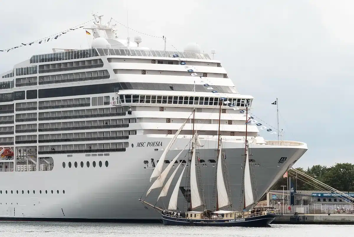 Passenger enjoying onboard dining and shopping on a cruise ship