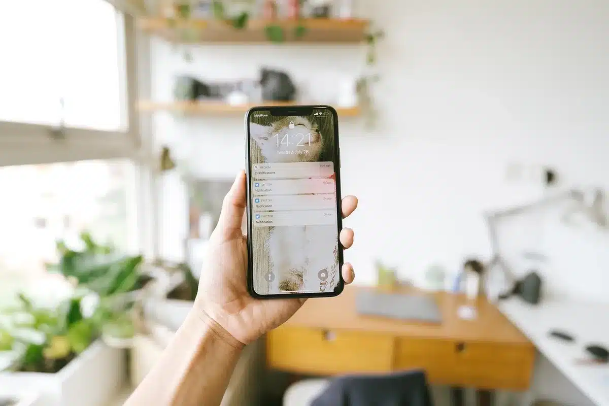 Smartphone screen showing app update notification and download prompt
