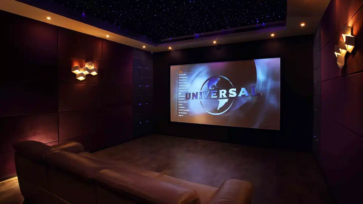 Festival audience watching a horror film in a dark cinema