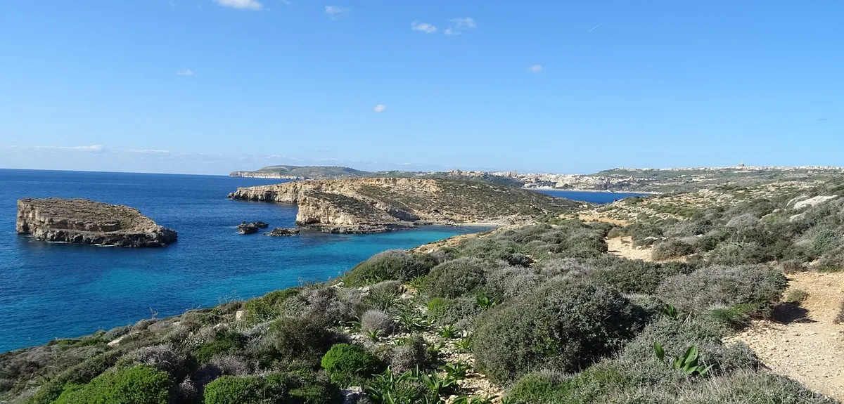 Ġgantija temple area and coastal cliffs on Gozo