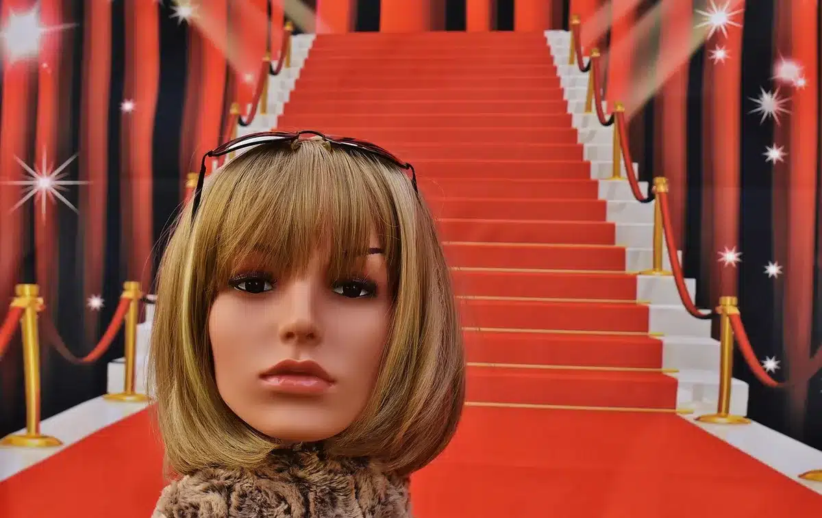 Close-up of glamorous red carpet couture and accessories