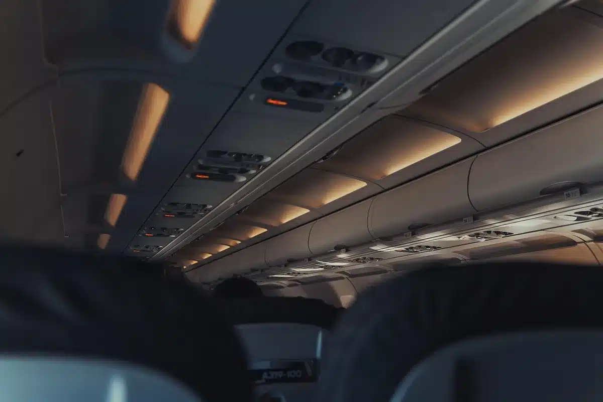 Interior of a small jet cabin with fewer seats and premium layout