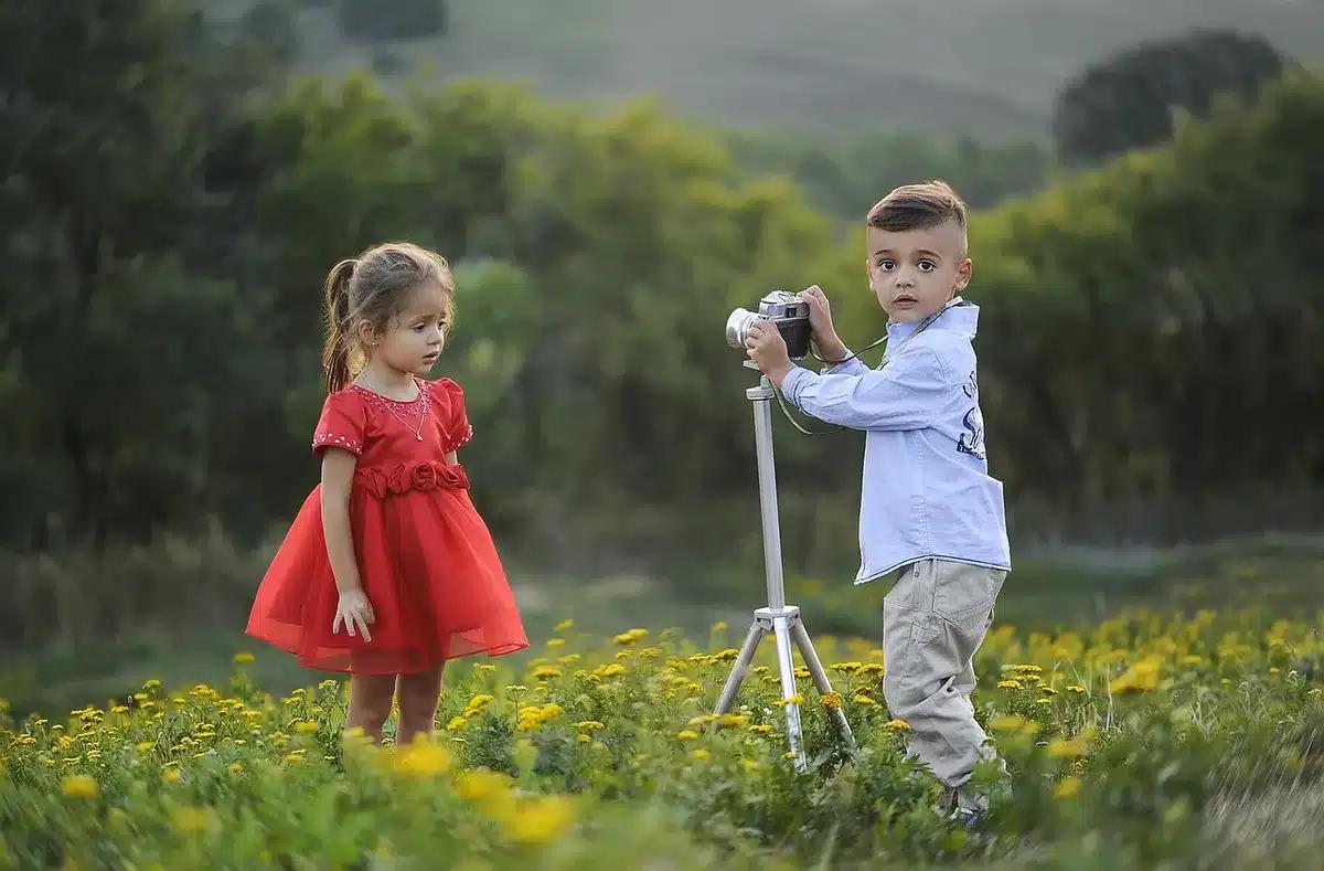 A collage of two sisters' photos showing them growing up together